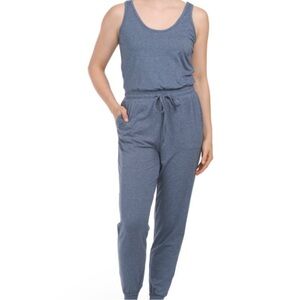 Zobha Blue Sleeveless Jogger Athleisure Jumpsuit with Drawstring Waist Size XL